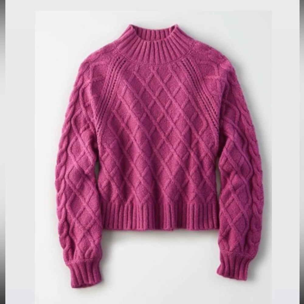 American Eagle pink knit mock sweater